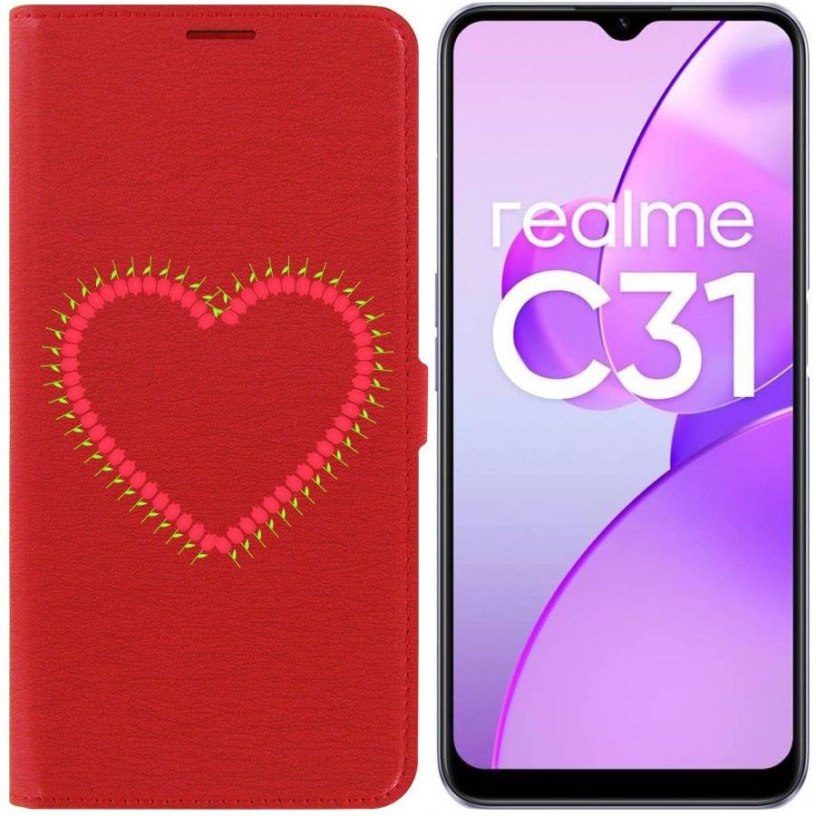 

Чехол-книжка Eco Book для Realme C31 Сердце из тюльпанов, Красный