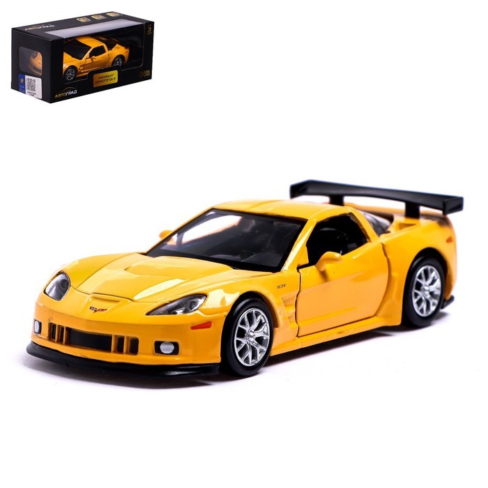 фото Автоград chevrolet corvette c6-r, 1:32, открываются двери, желтый 554003