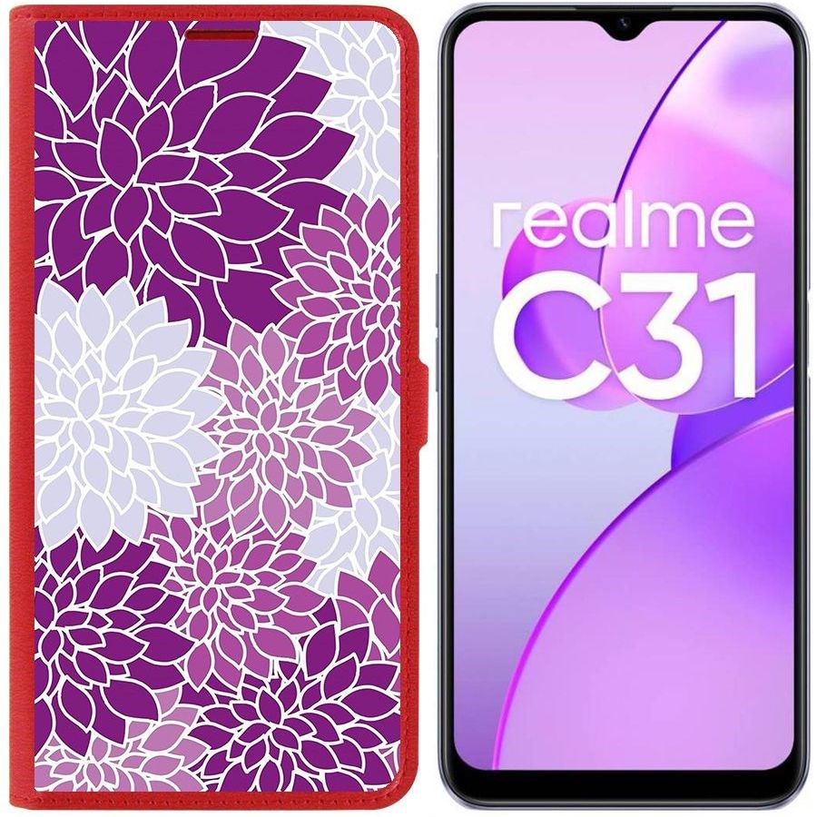 

Чехол-книжка Eco Book для Realme C31 Цветочный паттерн 2, Красный