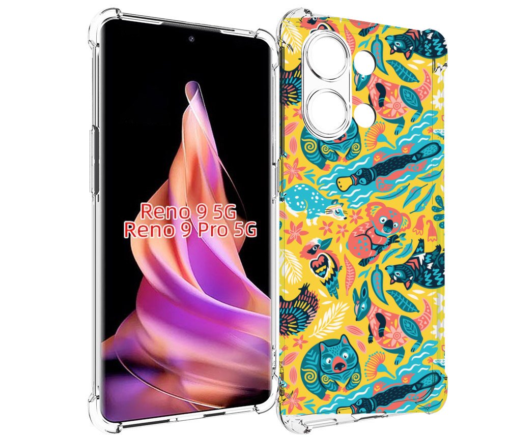 

Чехол MyPads seamless-pattern для Oppo Reno 9/Reno 9 Pro, Прозрачный, Tocco
