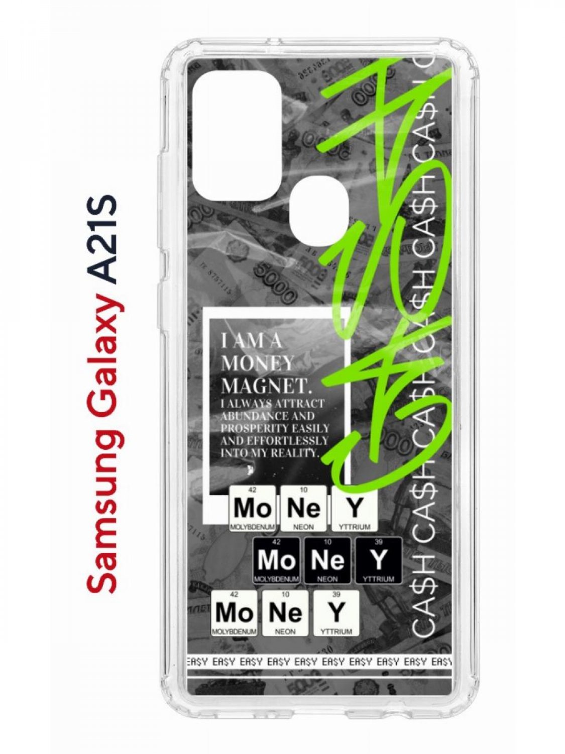 Чехол на Samsung Galaxy A21S с принтом Kruche Print Money Easy, противоударный бампер