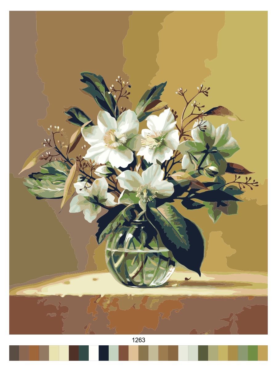 фото Картина по номерам на холсте с подрамником мырисуем "букет цветов в вазе" 1263