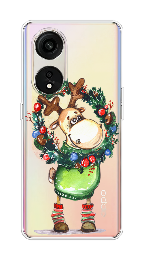 

Чехол на Oppo Reno 8T 5G "Олень с новогодним венком", 2513150-4