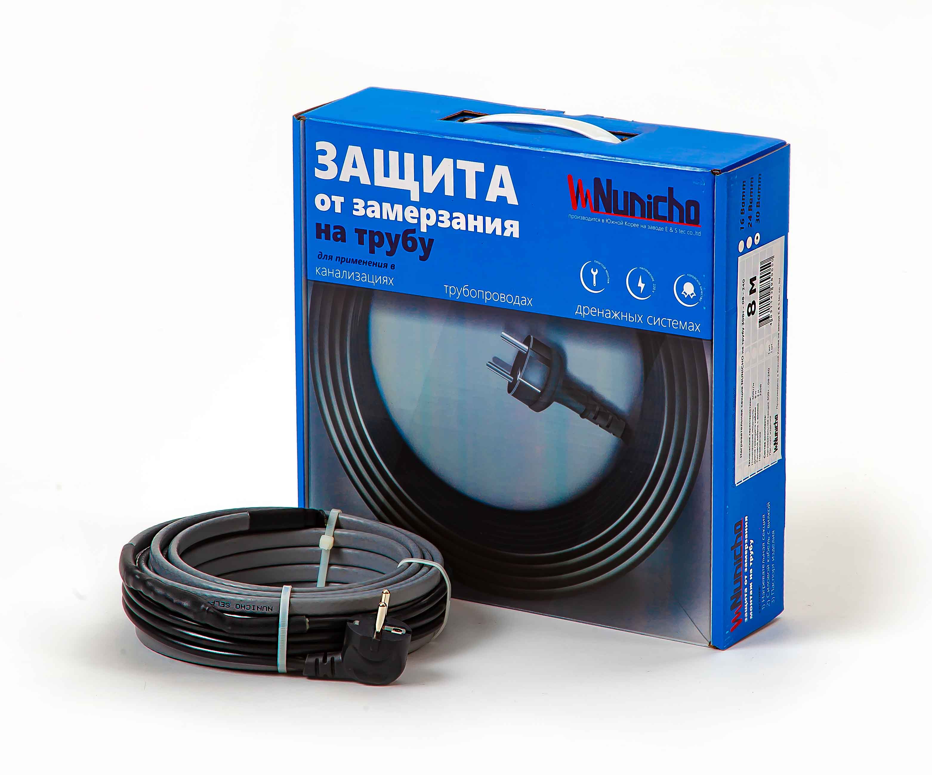 фото Греющий кабель на трубу nunicho 30 вт/м 30 м, готовый комплект саморегулирующийся