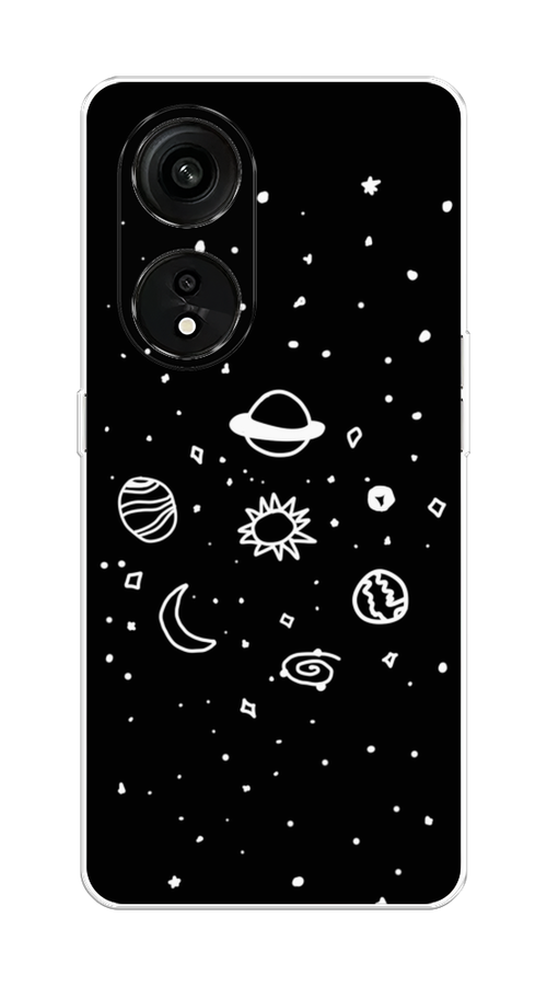 

Чехол на Oppo Reno 8T 5G "Дудл солнечной системы", Бежевый;серый, 2513150-2