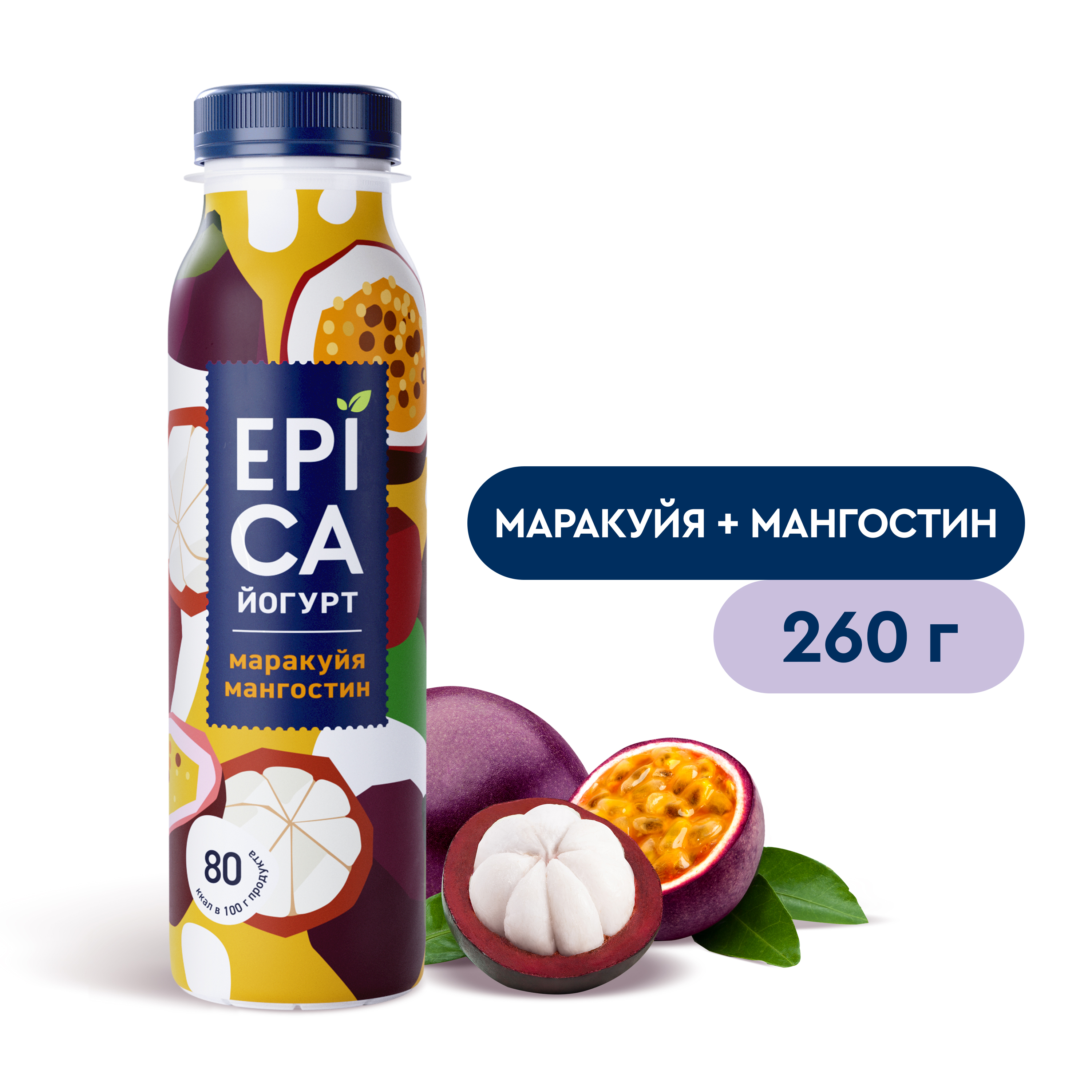 Питьевой йогурт Epica маракуйя и мангостин 25 260 г 90₽