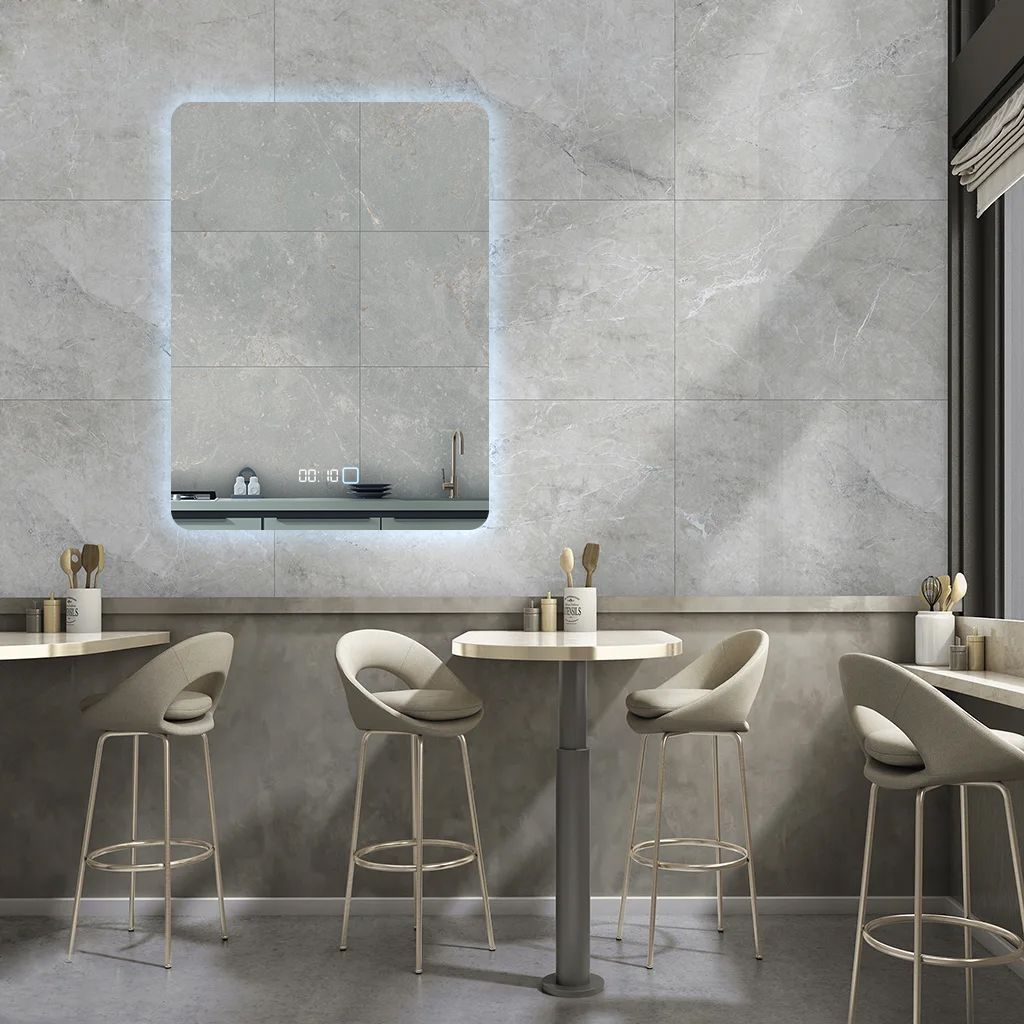 Зеркало для ванной Prisma с часами 120x100 прямоугольное, подсветка, P/V/120-100/6kчасы
