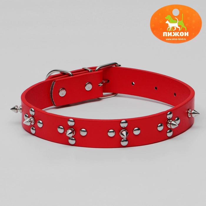 

Ошейник из мягкой искусственной кожи с шипами и заклёпками, 54 х 2,5 см, микс цветов