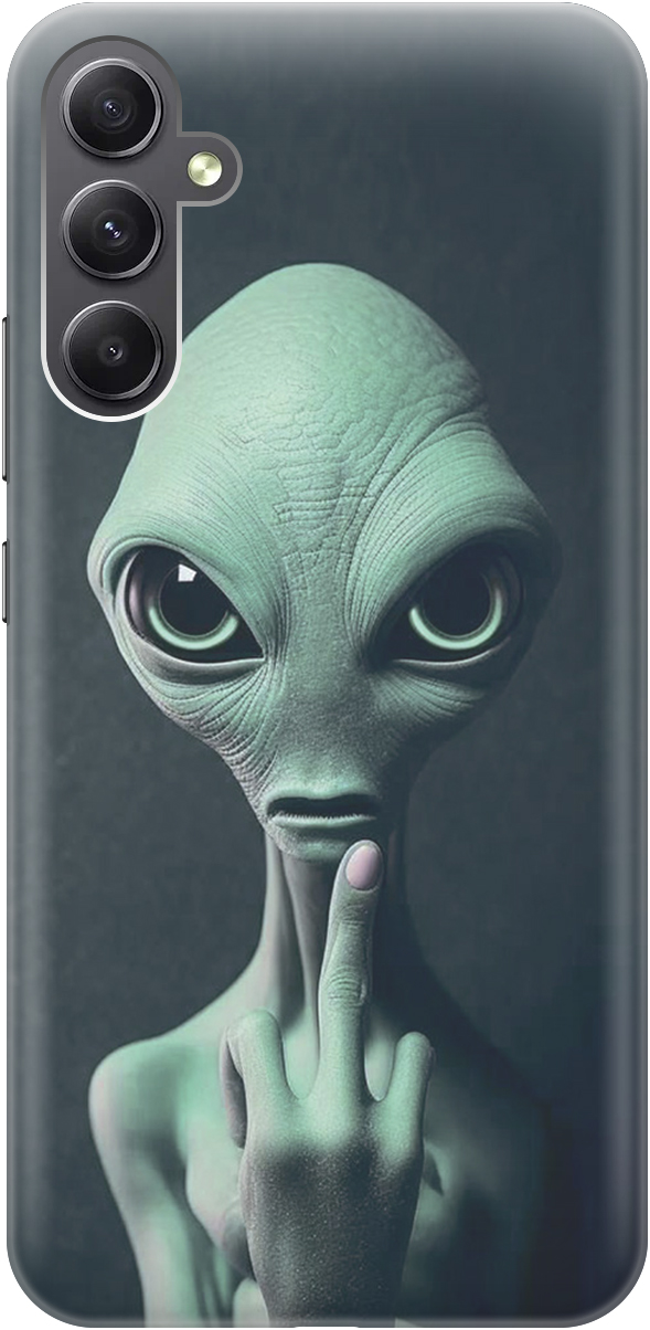

Силиконовый чехол на Samsung Galaxy A34 5G с принтом "Инопланетянин", Зеленый;синий;черный, 20001404