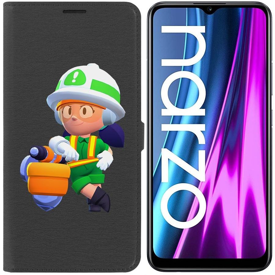 

Чехол-книжка Eco Book для Realme Narzo 50i Brawl Stars-Строительница Джеки