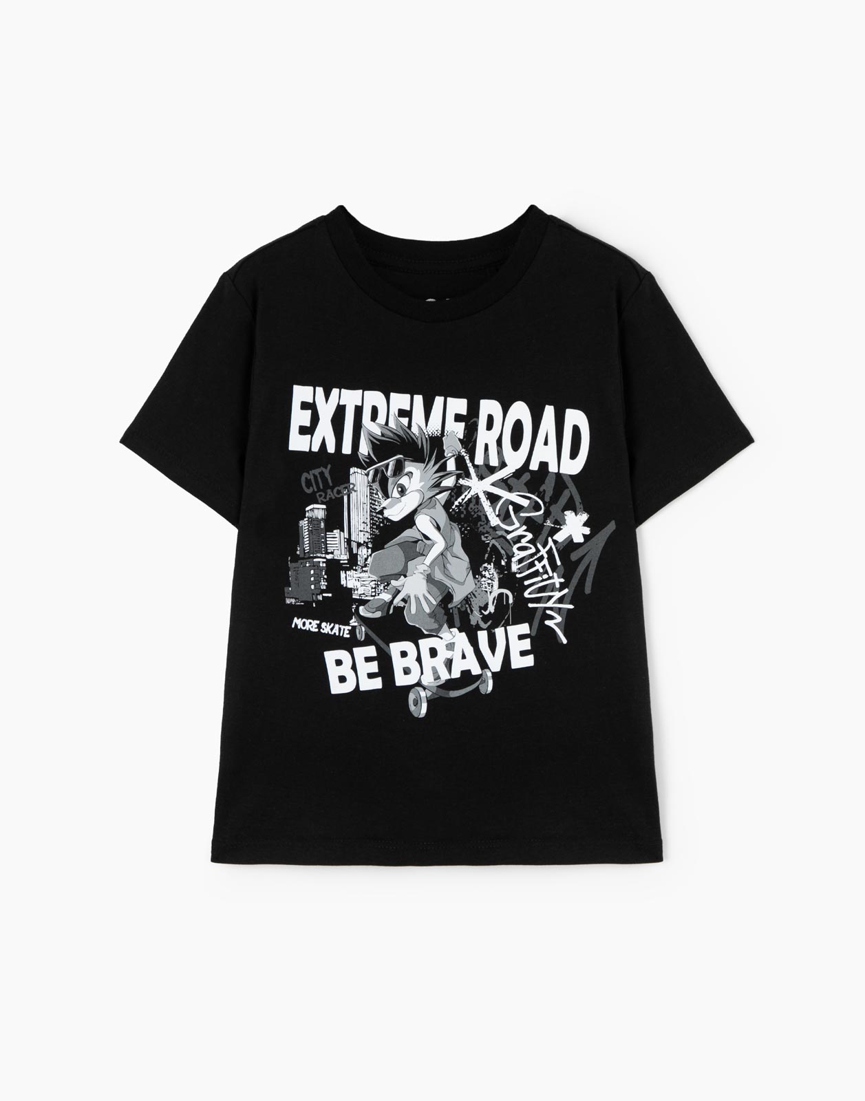 

Чёрная футболка с принтом Extreme road для мальчика 2-3г/98, Черный, BKT013258