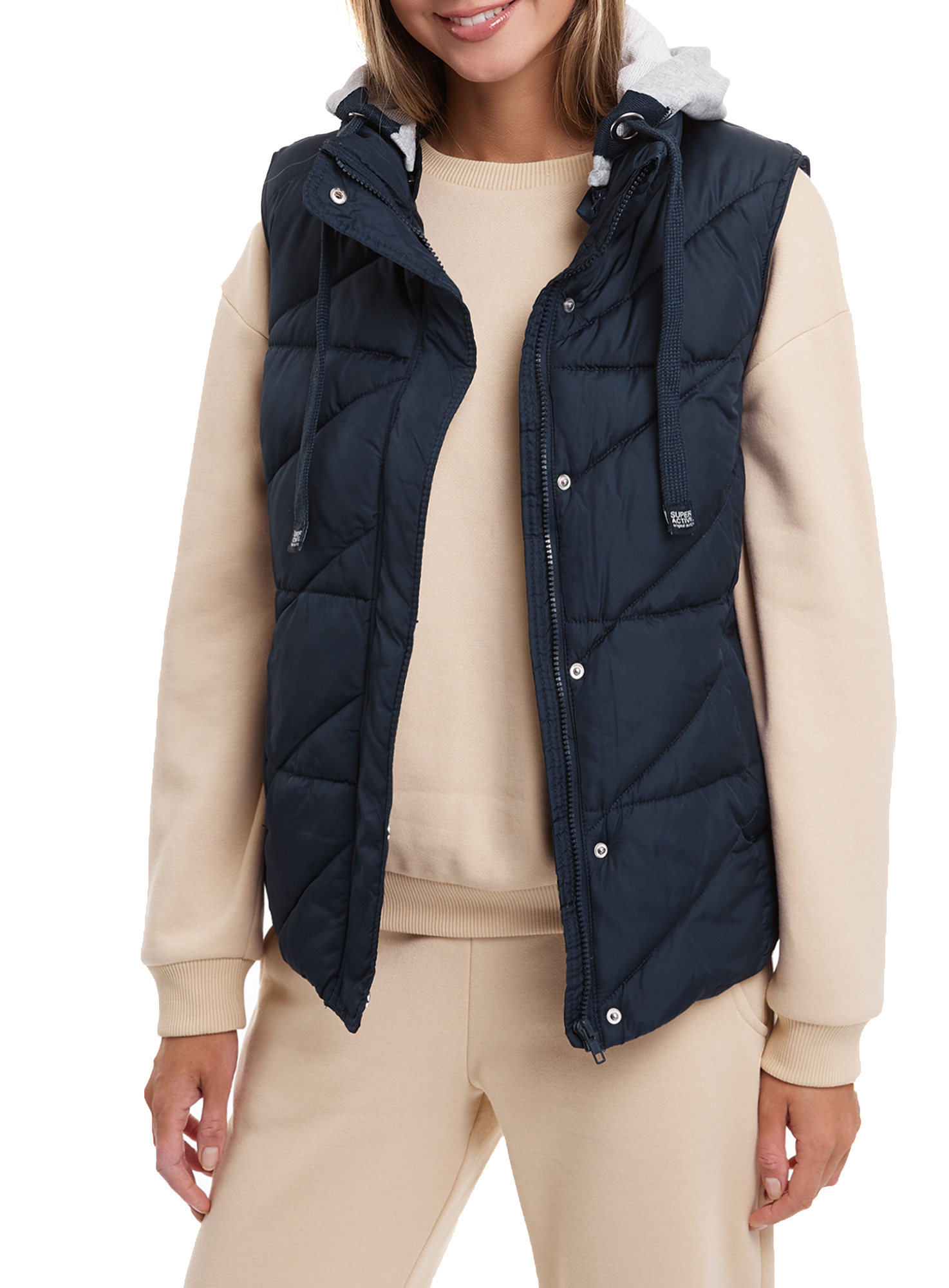 фото Утепленный жилет женский oodji 19400016-3b синий 38 eu