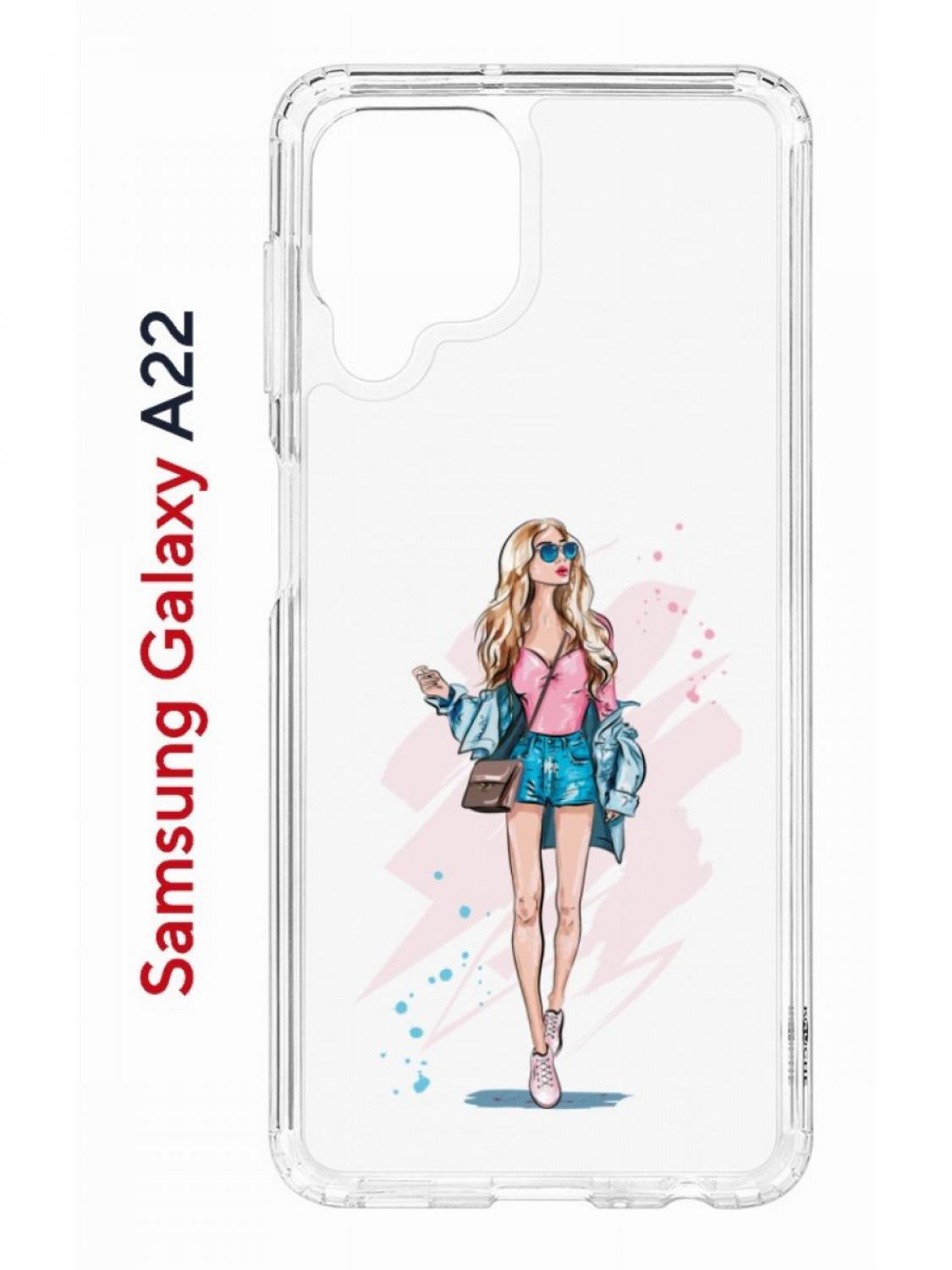 фото Чехол на samsung a22/m22/m32 с принтом kruche print fashion girl, противоударный бампер кruче