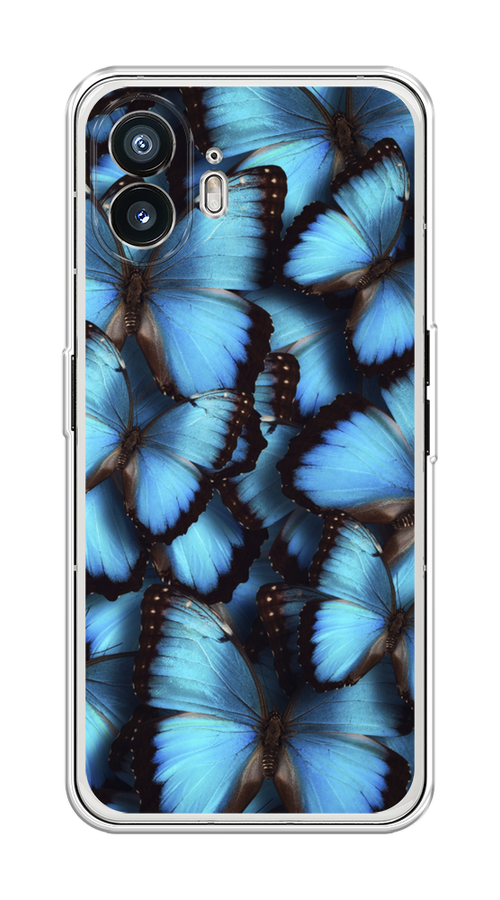 

Чехол на Nothing Phone (2) "Тропическая бабочка 2", Голубой;черный, 3300250-1