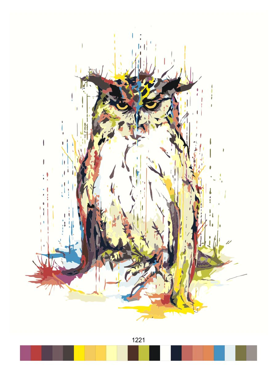 

Картина по номерам на холсте с подрамником МыРисуем "Совушка акварелью" 1221, Совушка акварелью