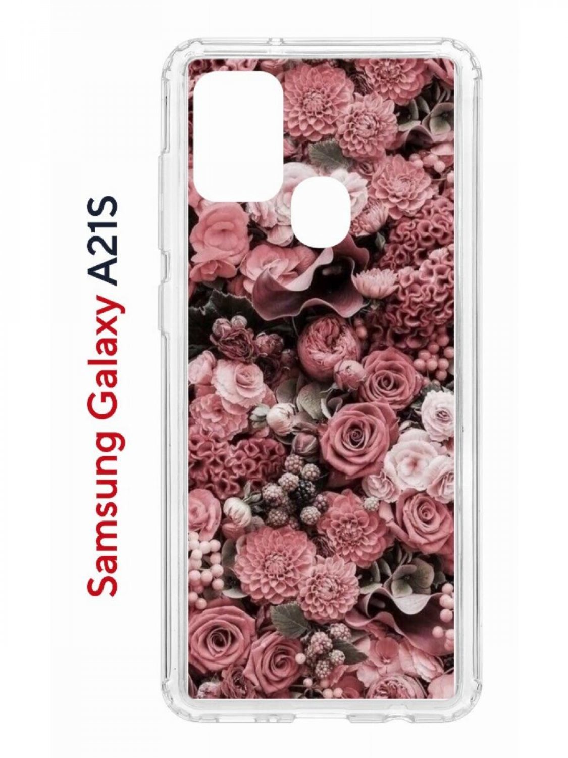

Чехол на Samsung Galaxy A21S с принтом Kruche Print цветы, противоударный бампер, Прозрачный;розовый;коричневый;красный, Самсунг Галакси А21с