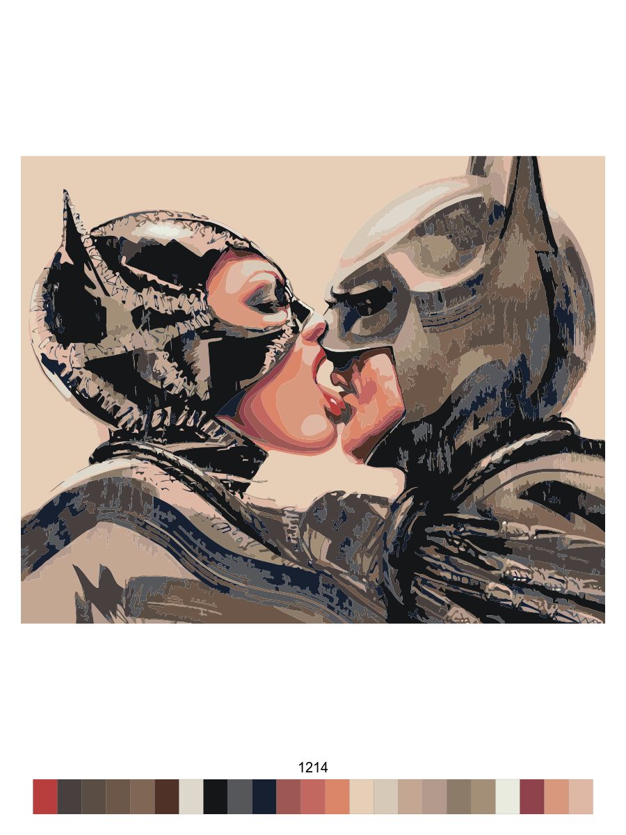 фото Картина по номерам на холсте с подрамником мырисуем "бэтмен и женщина кошка" 1214