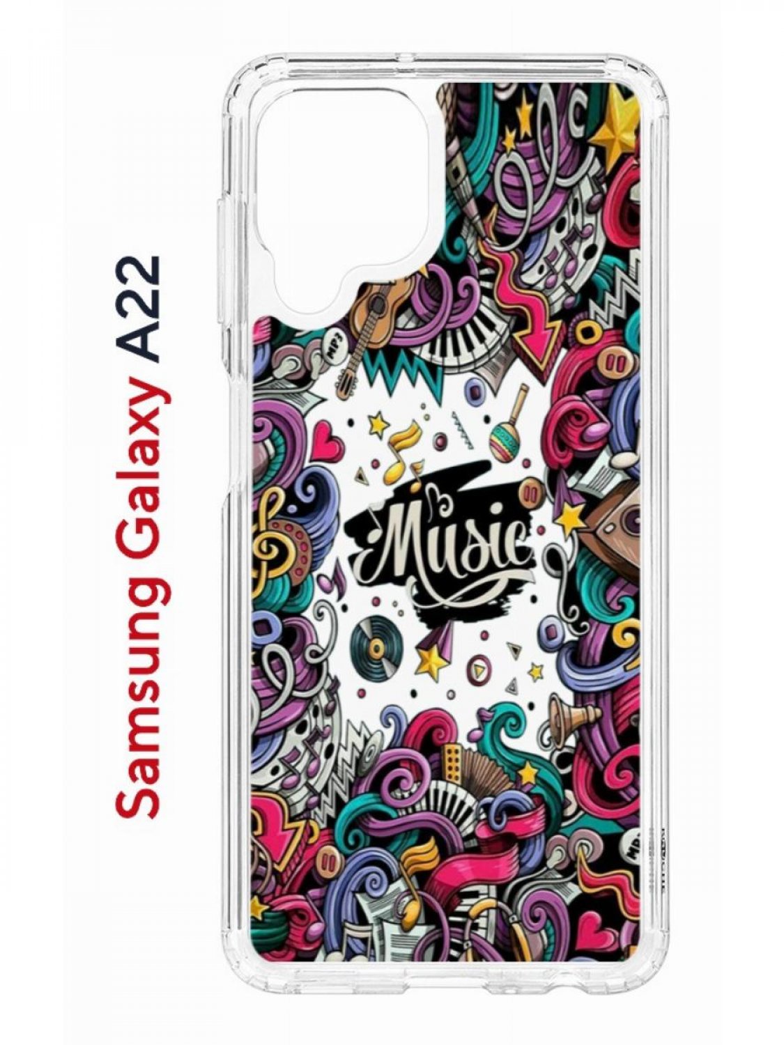 Чехол на Samsung A22/M22/M32 с принтом Kruche Print Music, противоударный бампер