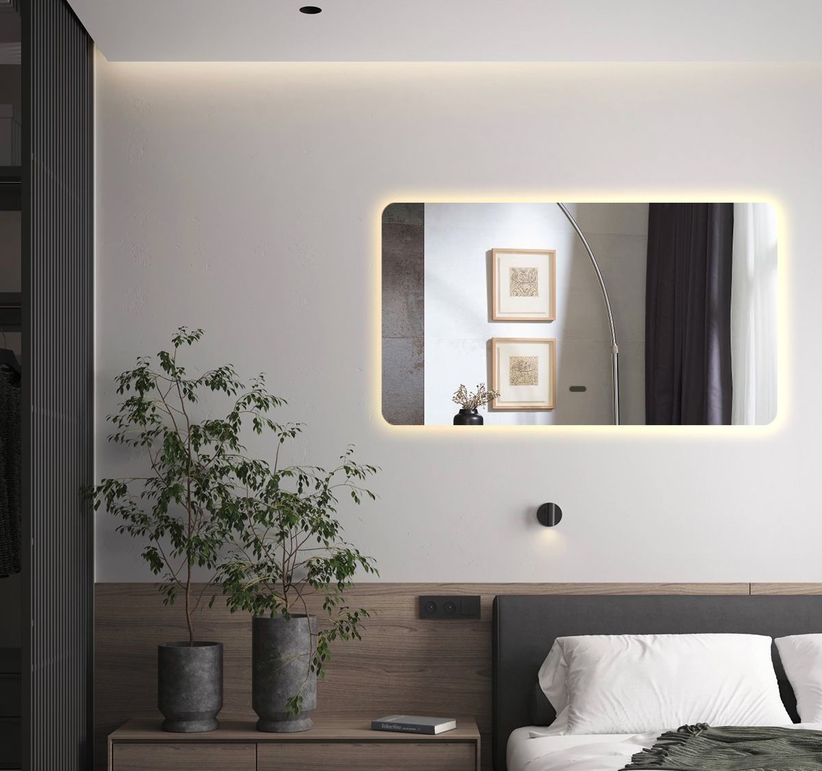 Зеркало для ванной Prisma 90x140 с тёплой подсветкой, P/90-140/3kвзмах