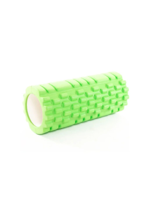 Ролик массажный URM с шипами для фитнеса, МФР и проработки мышц, 33x14 см, зеленый