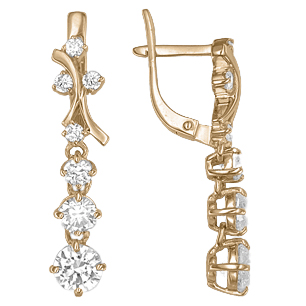 

Серьги женские из золота ЮЗ Платина 02-1718-00-501-1110-38, swarovski, 02-1718-00-501-1110-38