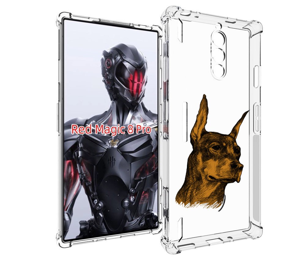 Чехол MyPads скетч доберман для ZTE Nubia Red Magic 8 Pro / Red Magic 8 Pro Plus