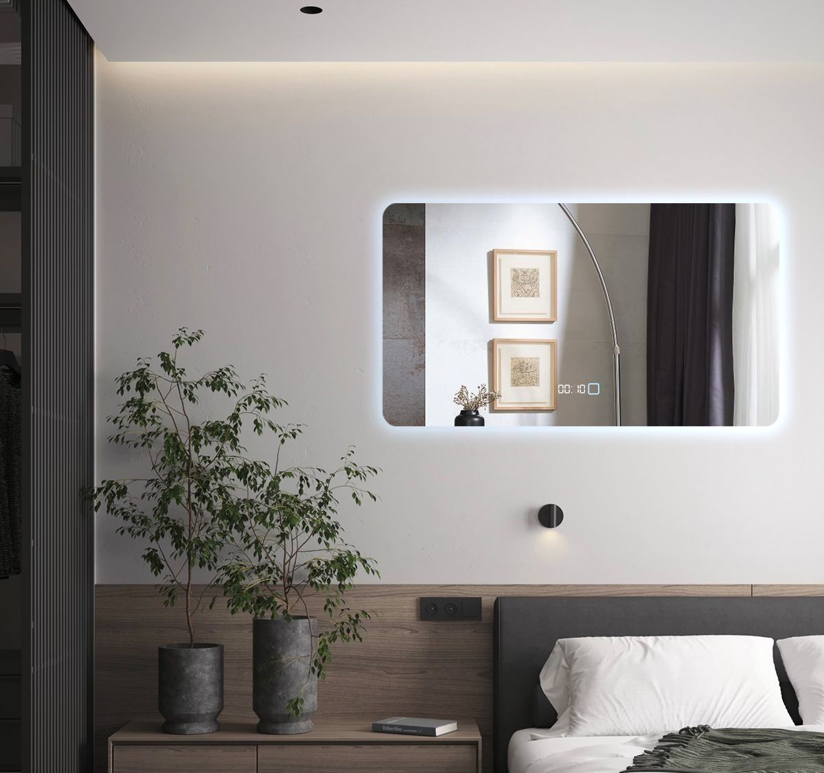 Зеркало для ванной с часами Prisma 80x100 с холодной подсветкой, P/80-100/6kчасы
