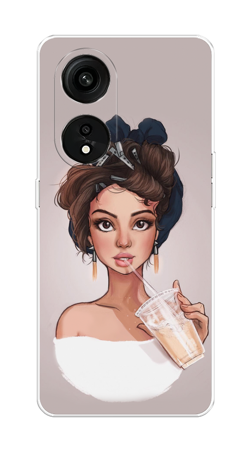 

Чехол на Oppo Reno 8T 5G "Девушка с фраппе", Серый, 2513150-6