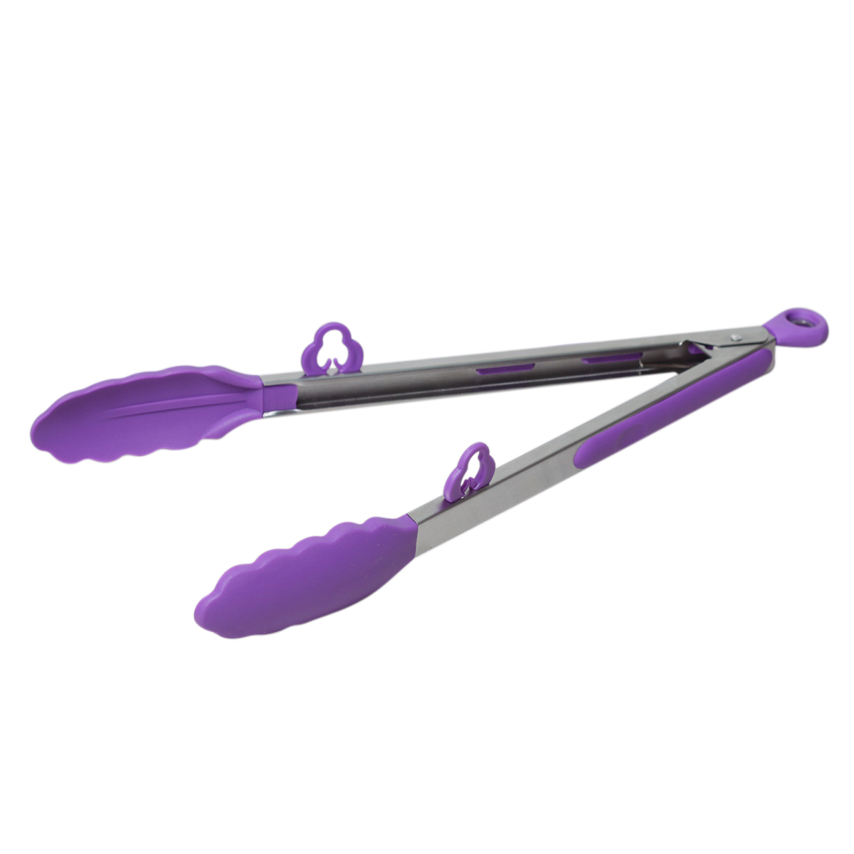 Щипцы силиконовые 30,5 см. Kamille КМ-7512 с ручками из нержавеющей стали (фиолетовый)
