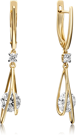 

Серьги женские из золота ЮЗ Платина 02-4564-00-501-1130-38, swarovski, 02-4564-00-501-1130-38