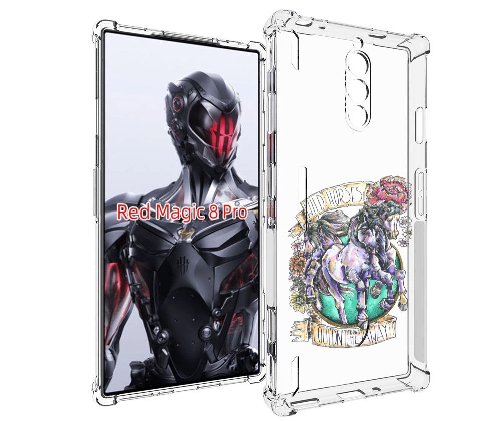 Чехол MyPads рисунок коней в цветах для ZTE Nubia Red Magic 8 Pro / Red Magic 8 Pro Plus