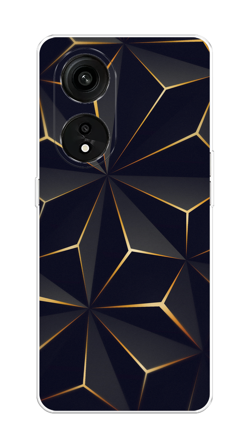 

Чехол на Oppo Reno 8T 5G "Черные полигоны", Золотистый;черный, 2513150-3