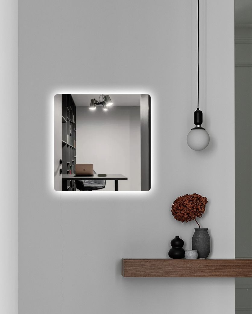 Зеркало для ванной Prisma 60x60 квадратное с нейтральной подсветкой, P/60-60/4kвзмах