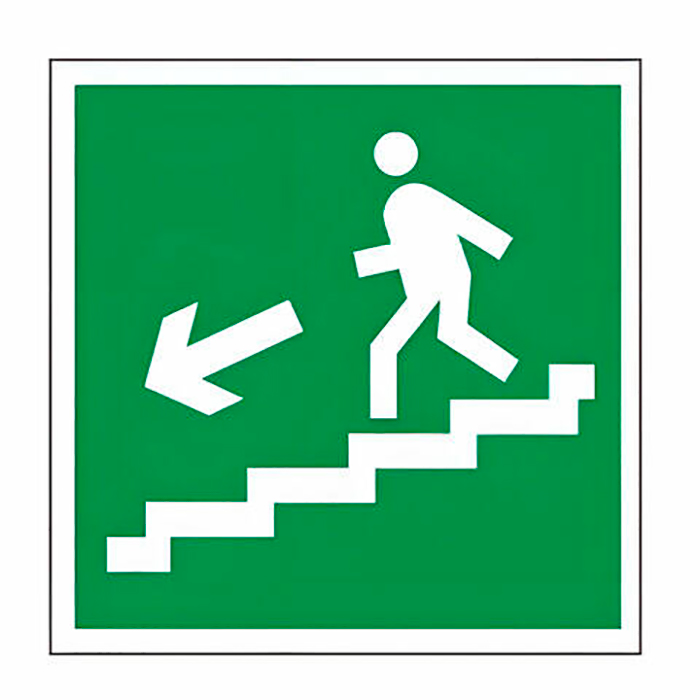 Знак эвакуационный Направление к эвакуационному выходу по лестнице НАЛЕВО вниз, квадрат 20