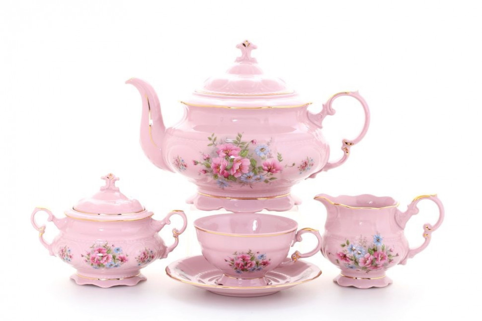 фото Чайный сервиз на 6 персон 15 предметов "соната цветы" розовый 158073 leander