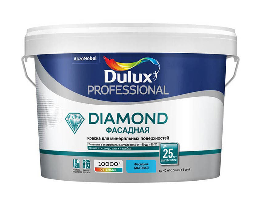 Краска фасадная водно-дисперсионная Dulux Trade Diamond гладкая база BW 2,5 л фасадная водно дисперсионная краска krafor