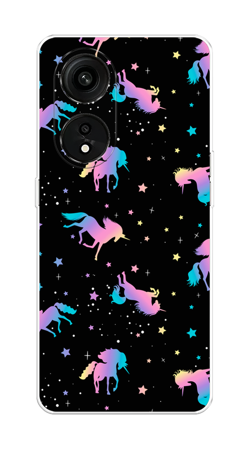 

Чехол на Oppo Reno 8T 5G "Единороги градиент", Черный;розовый;голубой, 2513150-1