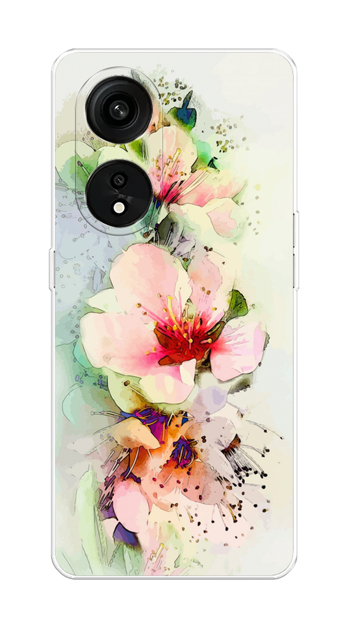 

Чехол на Oppo Reno 8T 5G "Нежные цветы", Зеленый;розовый, 2513150-2
