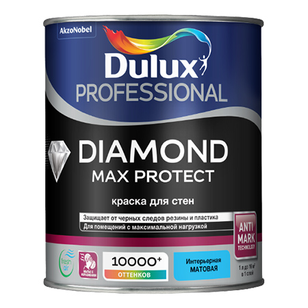 фото Краска для стен и потолков dulux professional diamond max protect база bw 1 л