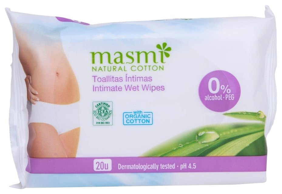 фото Влажные салфетки "masmi natural cotton", для интимной гигиены 20 штук
