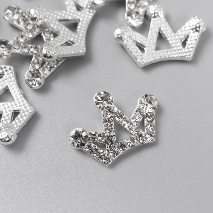 

Декор для творчества металл "Корона" серебро, стразы 1,4х2 см(8 шт.), Серебристый