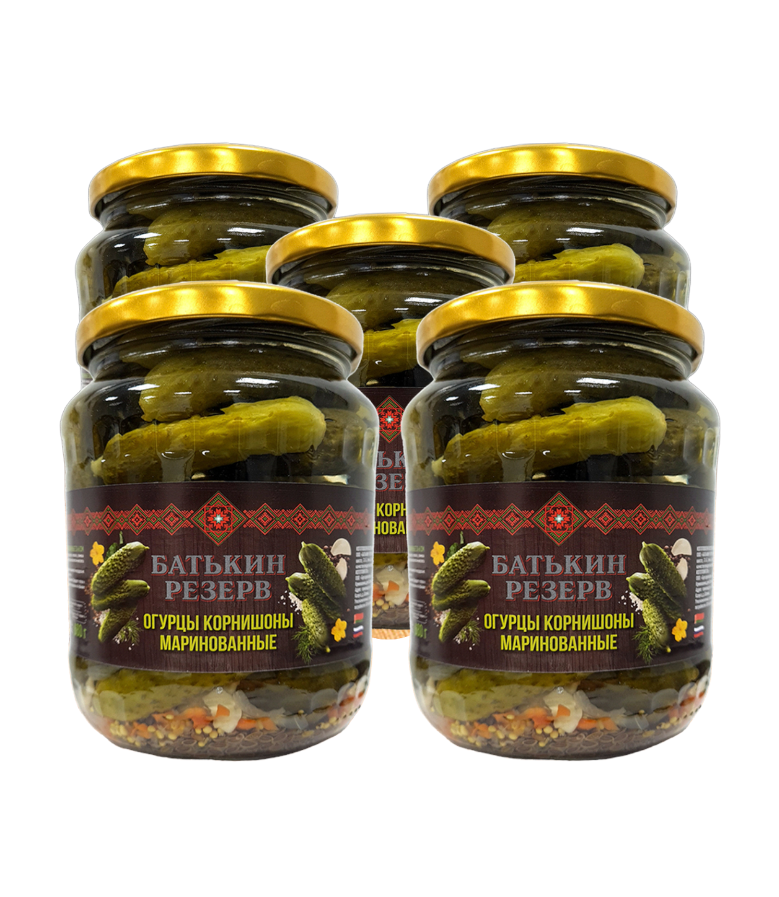 Огурцы маринованные 3-6 см, корнишоны, Батькин резерв, 5 шт. по 680 г