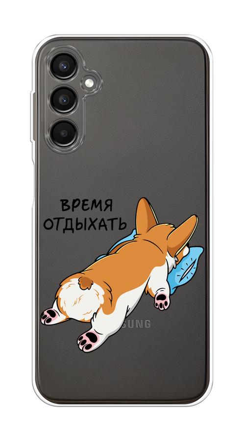

Чехол на Samsung Galaxy A24 "Корги отдыхает", Черный;коричневый;голубой, 2108050-1