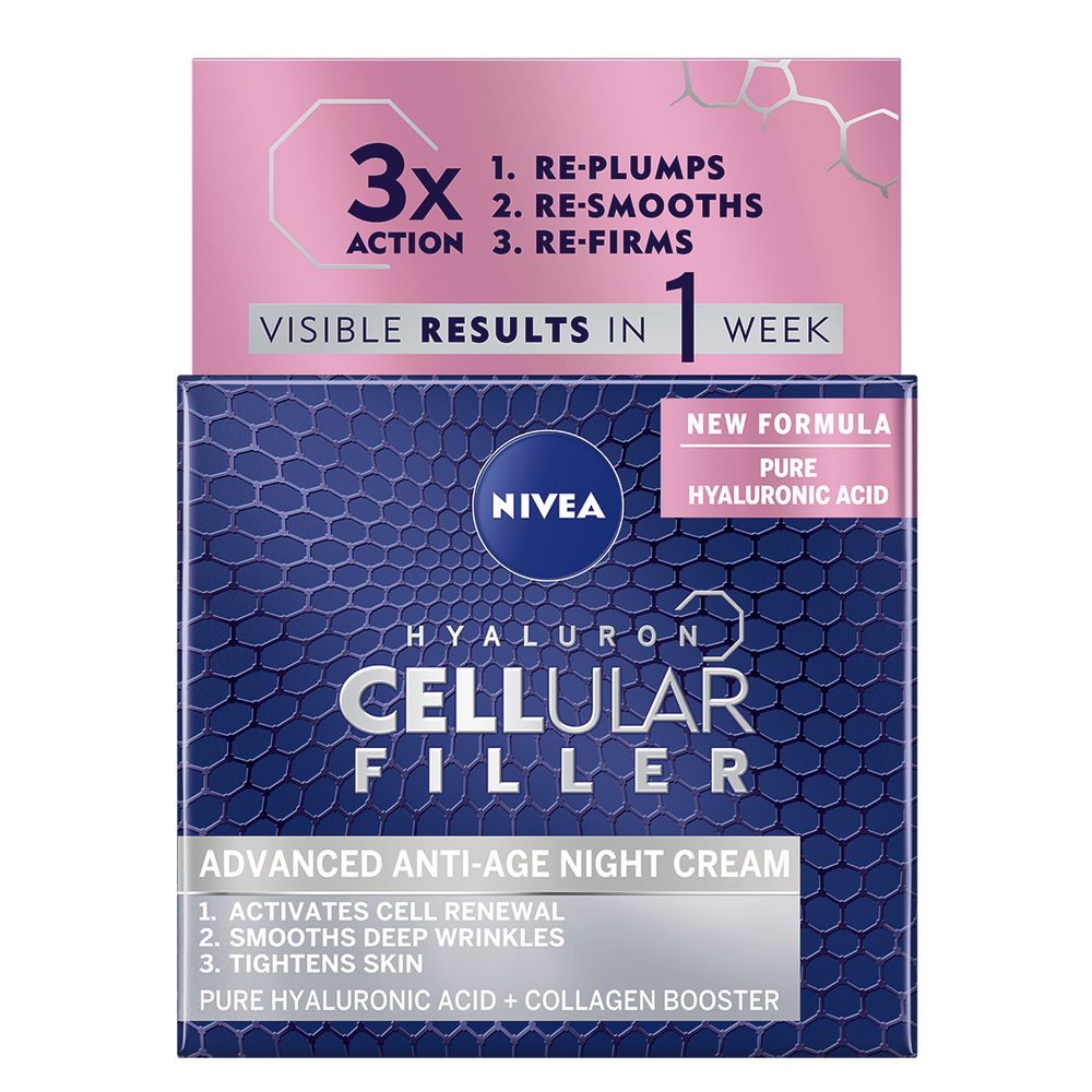 Крем-филлер для лица ночной Nivea Hyaluron Cellular Filler 50 мл ночной крем с гиалуроном hyaluron sleeping creаm