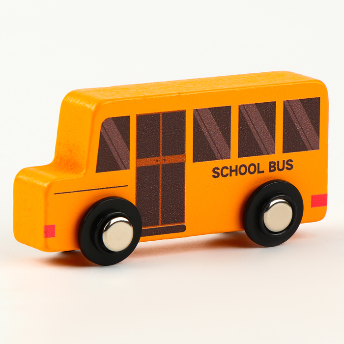 Детский транспорт, школьный автобус, совместим с набором Ж/Д транспорт, размер 9х3х4,5 см развивающая игрушка бизиборд topbright мой первый школьный автобус 150185
