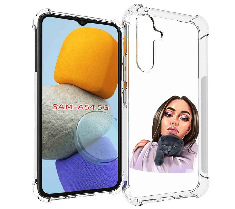 

Чехол MyPads нарисованная-девушка-с-котом женский для Samsung Galaxy A54, Tocco
