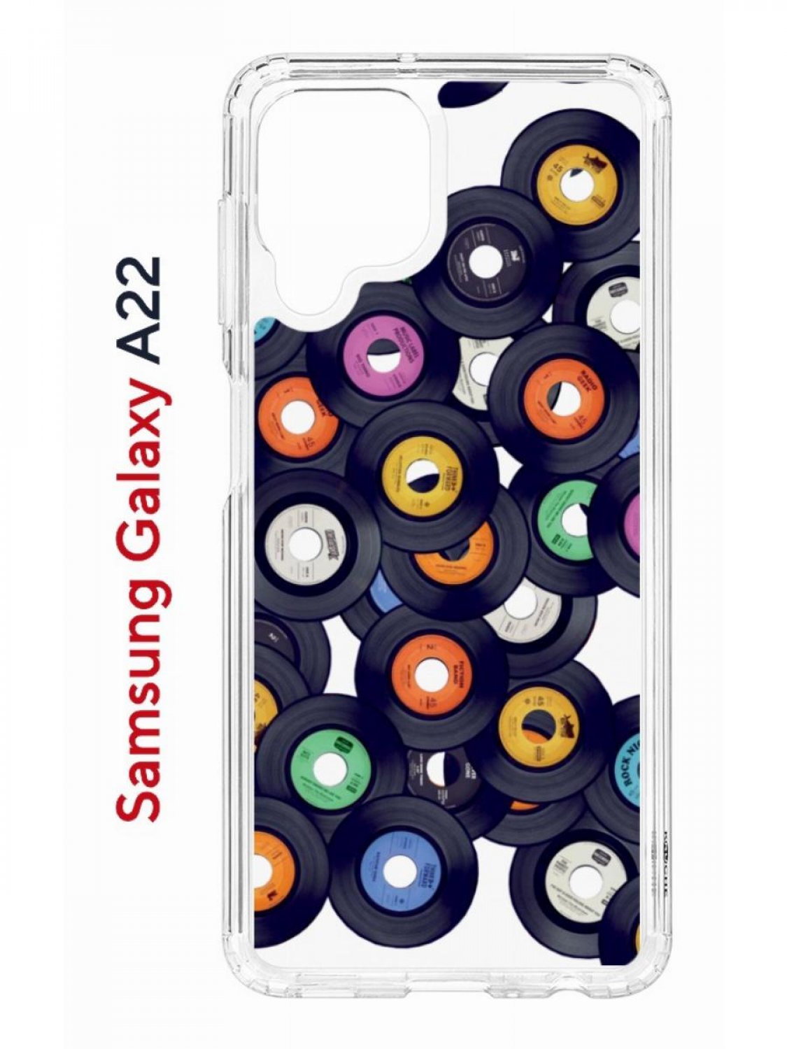 Чехол на Samsung A22/M22/M32 Kruche Print Виниловые пластинки, противоударный бампер