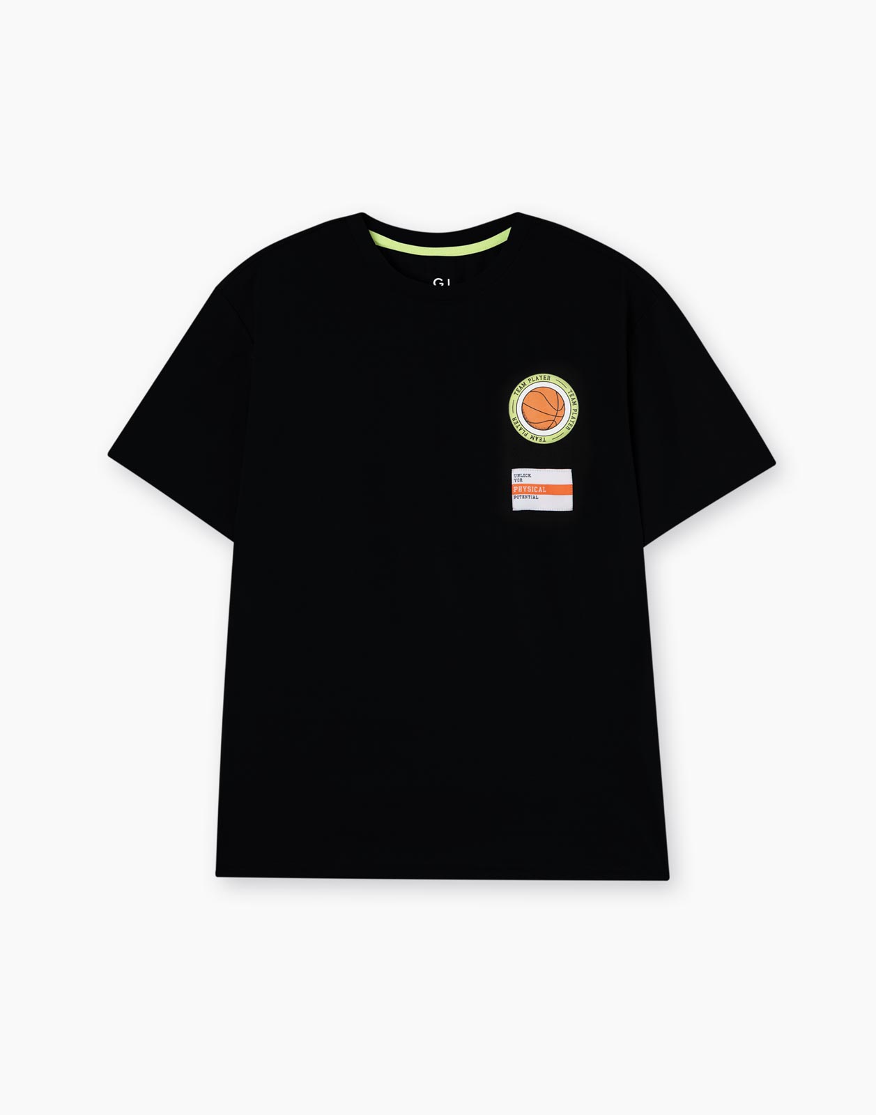 Чёрная спортивная футболка с принтом для мальчика 10-12л/146-152