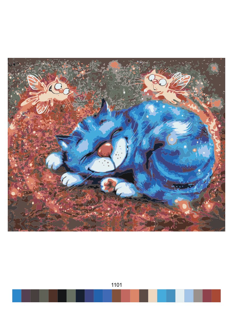 фото Картина по номерам на холсте с подрамником мырисуем "сон синего кота" 1101