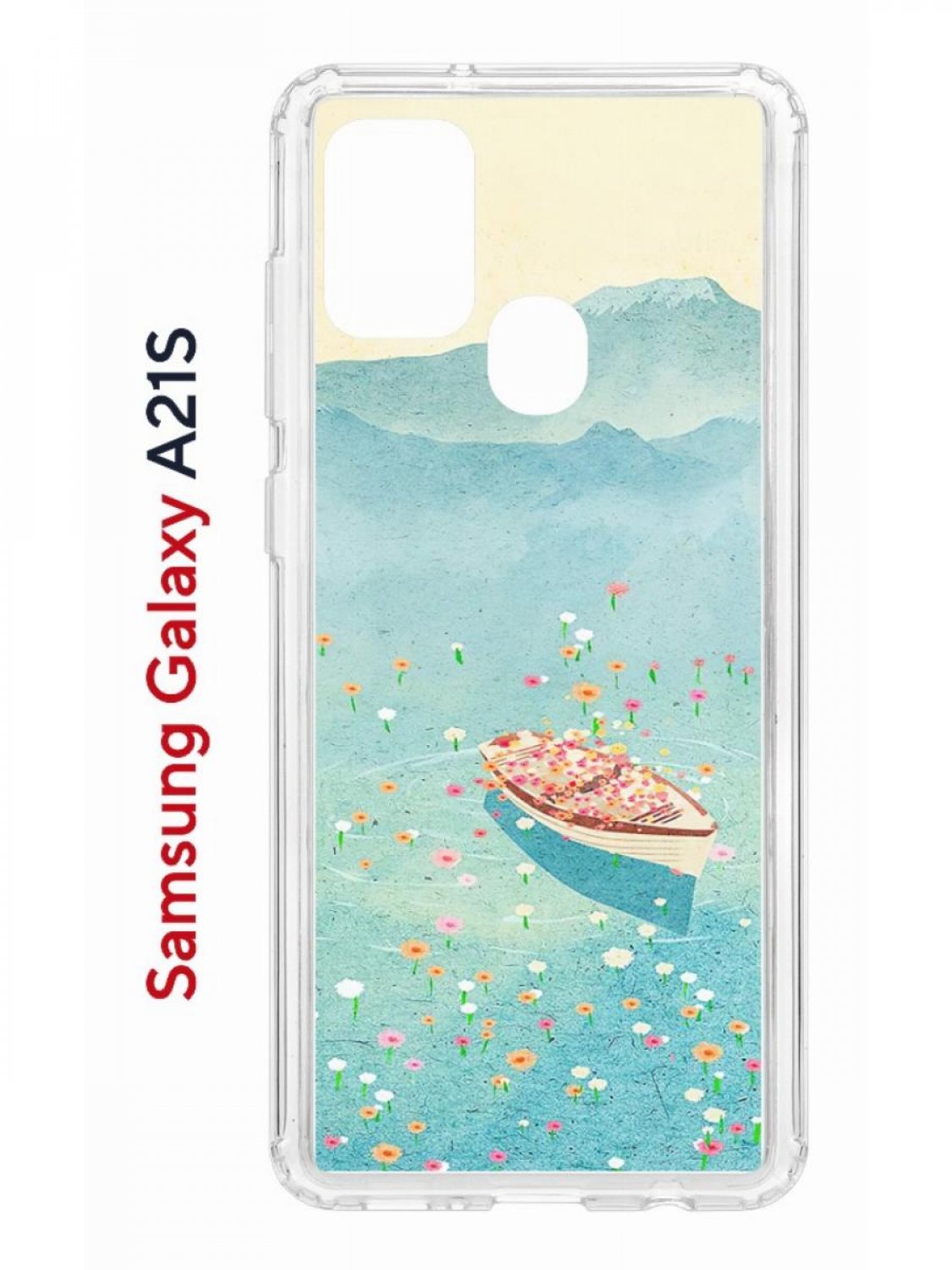 Чехол на Samsung Galaxy A21S с принтом Kruche Print озеро цветов, противоударный бампер
